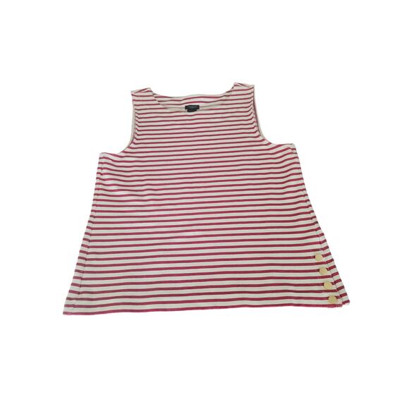 Ann Taylor Factory Women's Large White Red Striped Sleeveless Top - Picture 4 of 8